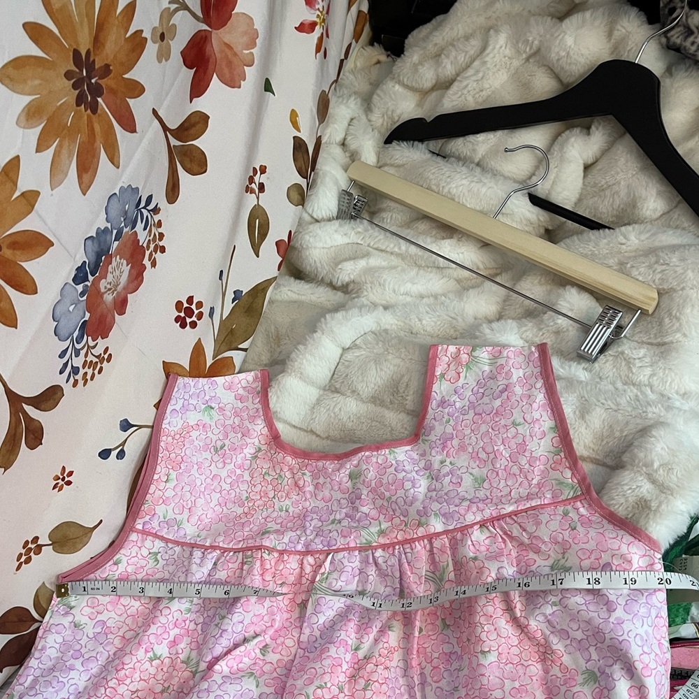 NWT Vintage M White Pink Purple Floral Spring Girlhood Nightgown Sleepwear PJ - Picture 5 of 6